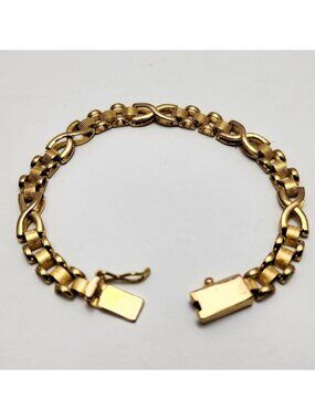 Fancy 21K Karat Solid Yellow Gold Designer Infinity Link Chain Bracelet 6.50" L